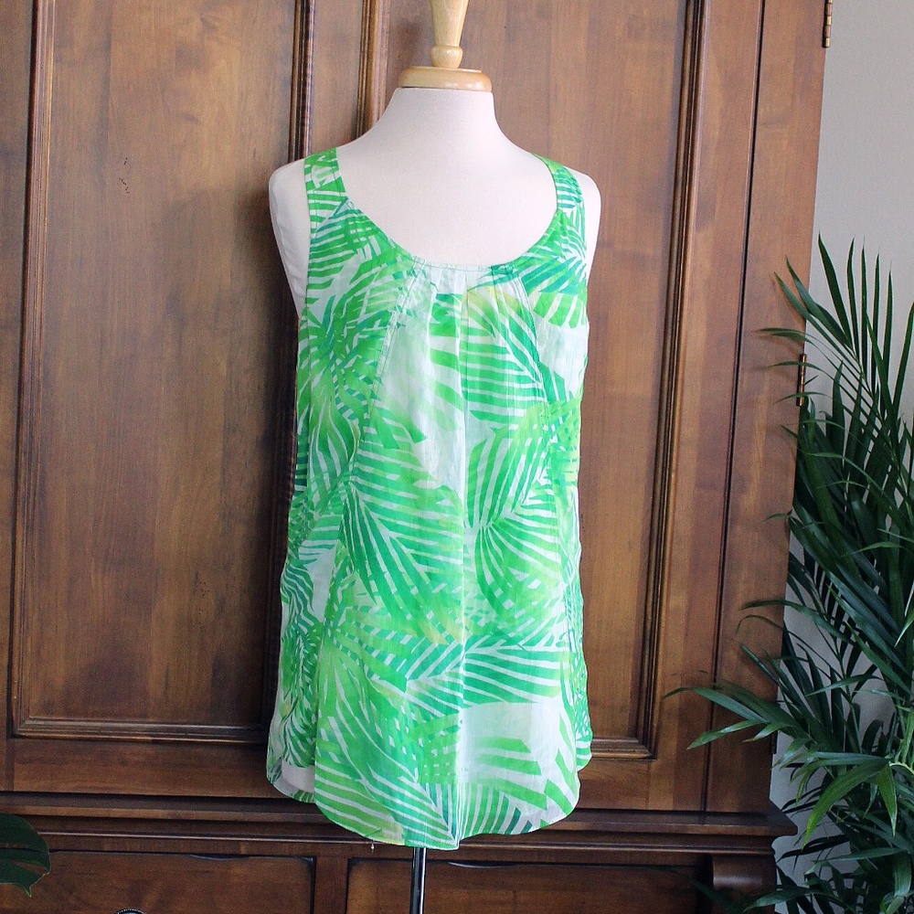 DVF Diane Von Furstenberg Tropical Palm Tunic Tank Top Size 8